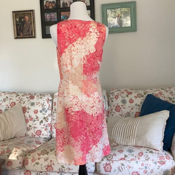 LOFT Pink and Peach Splashy Print Dress, Size 0 - Picture 4 of 6